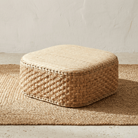 Pouf Rotin Carré Bas