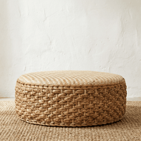 Pouf Rotin Rond Bas