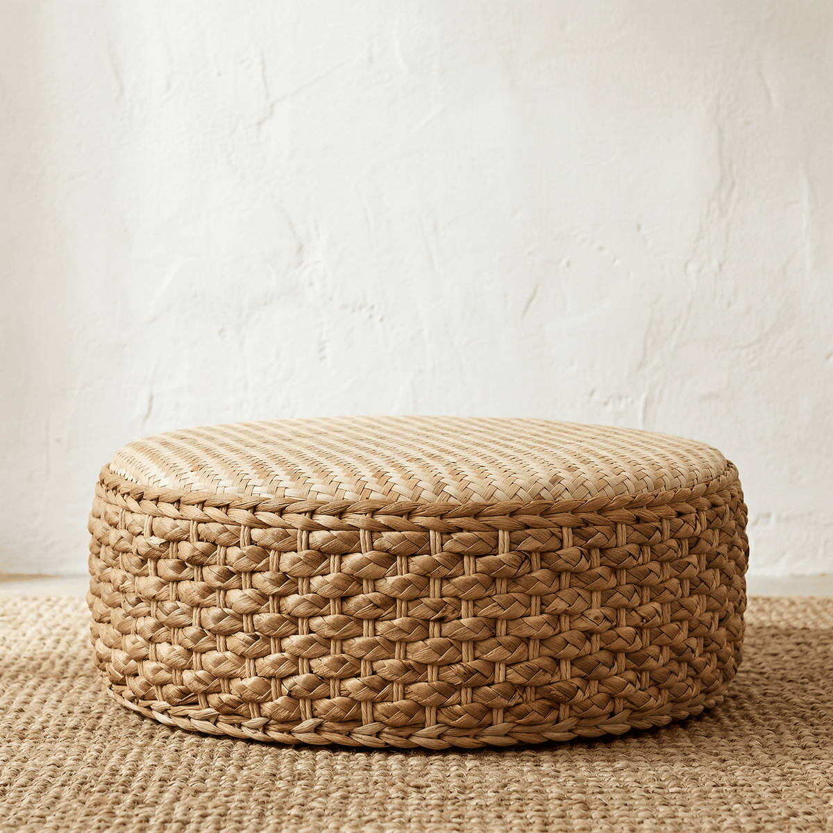 Pouf Rotin Rond Bas