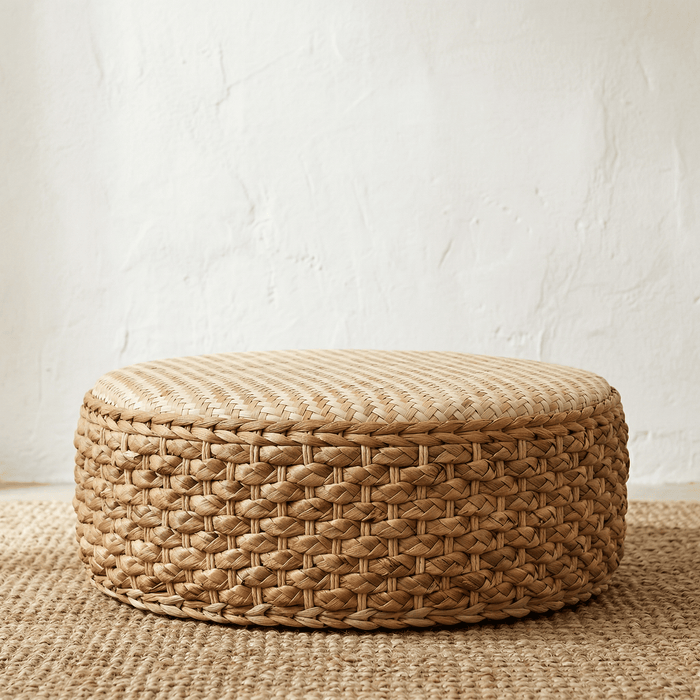 Pouf Rotin Rond Bas