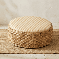 Pouf Rotin Rond Bas