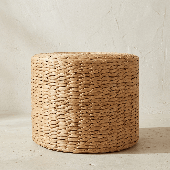 Pouf Rotin Rond Haut Cylindrique