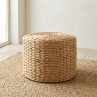 Pouf Rotin Rond Haut Cylindrique