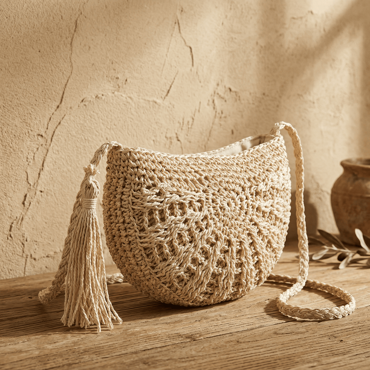Sac Bandoulière Crochet Demi-Lune Bohème