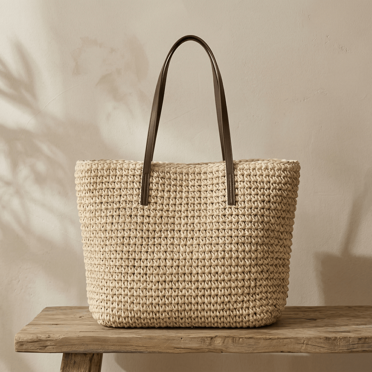 Sac Cabas Rotin Tressé Grande Capacité