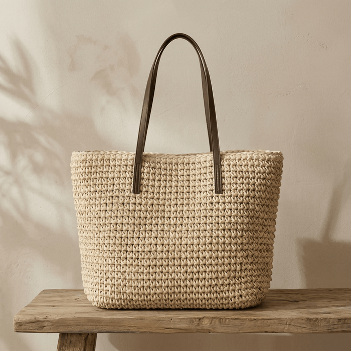 Sac Cabas Rotin Tressé Grande Capacité