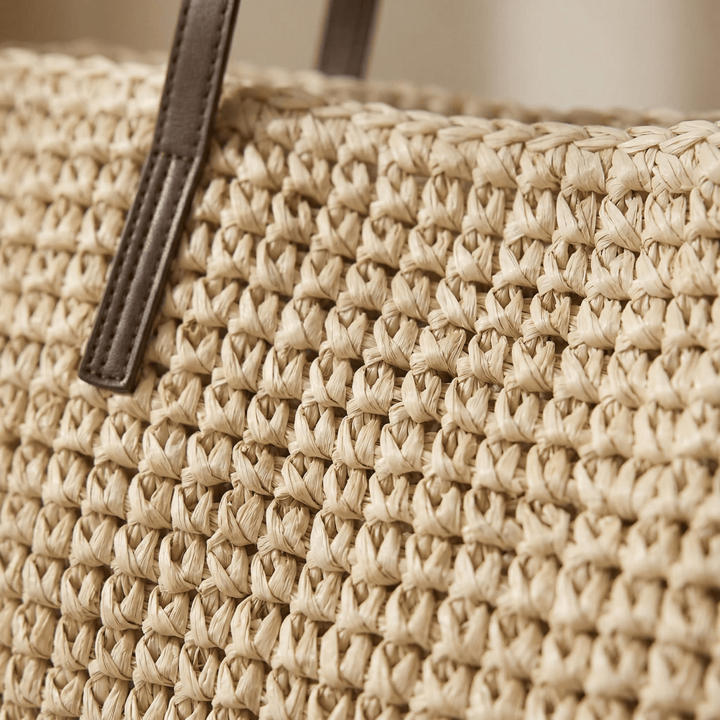 Sac Cabas Rotin Tressé Grande Capacité