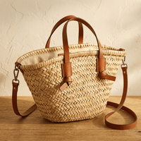 Sac Rotin Chic avec Anses Aspect Cuir
