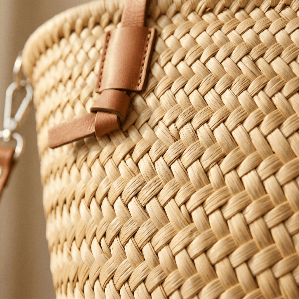 Sac Rotin Chic avec Anses Aspect Cuir
