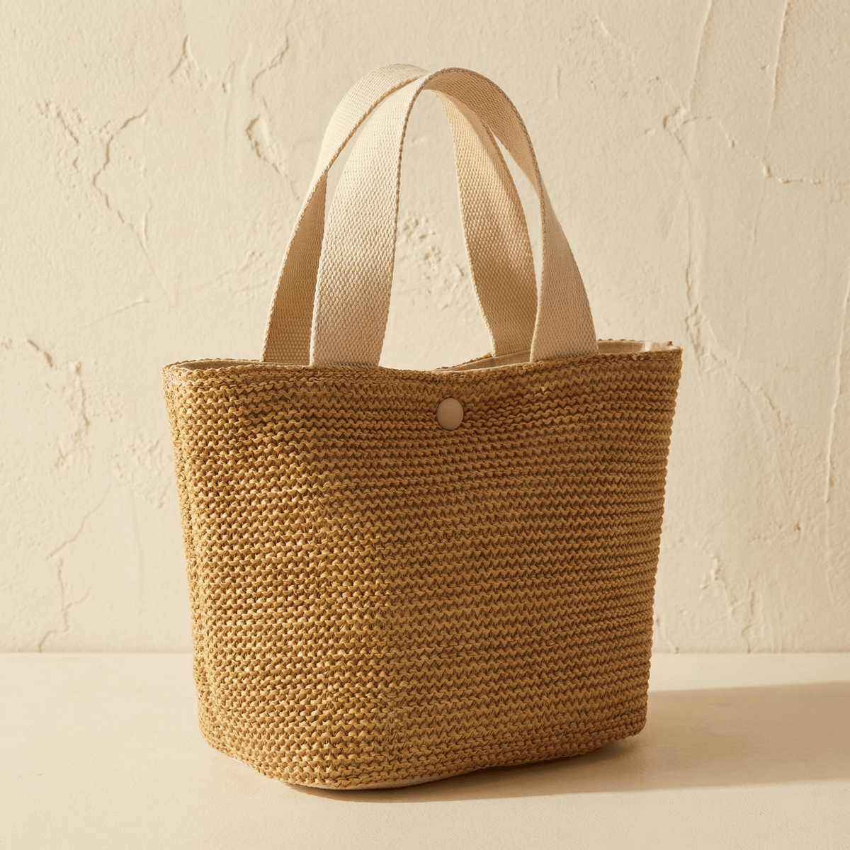 Sac Tote Rotin Structuré Anses Larges