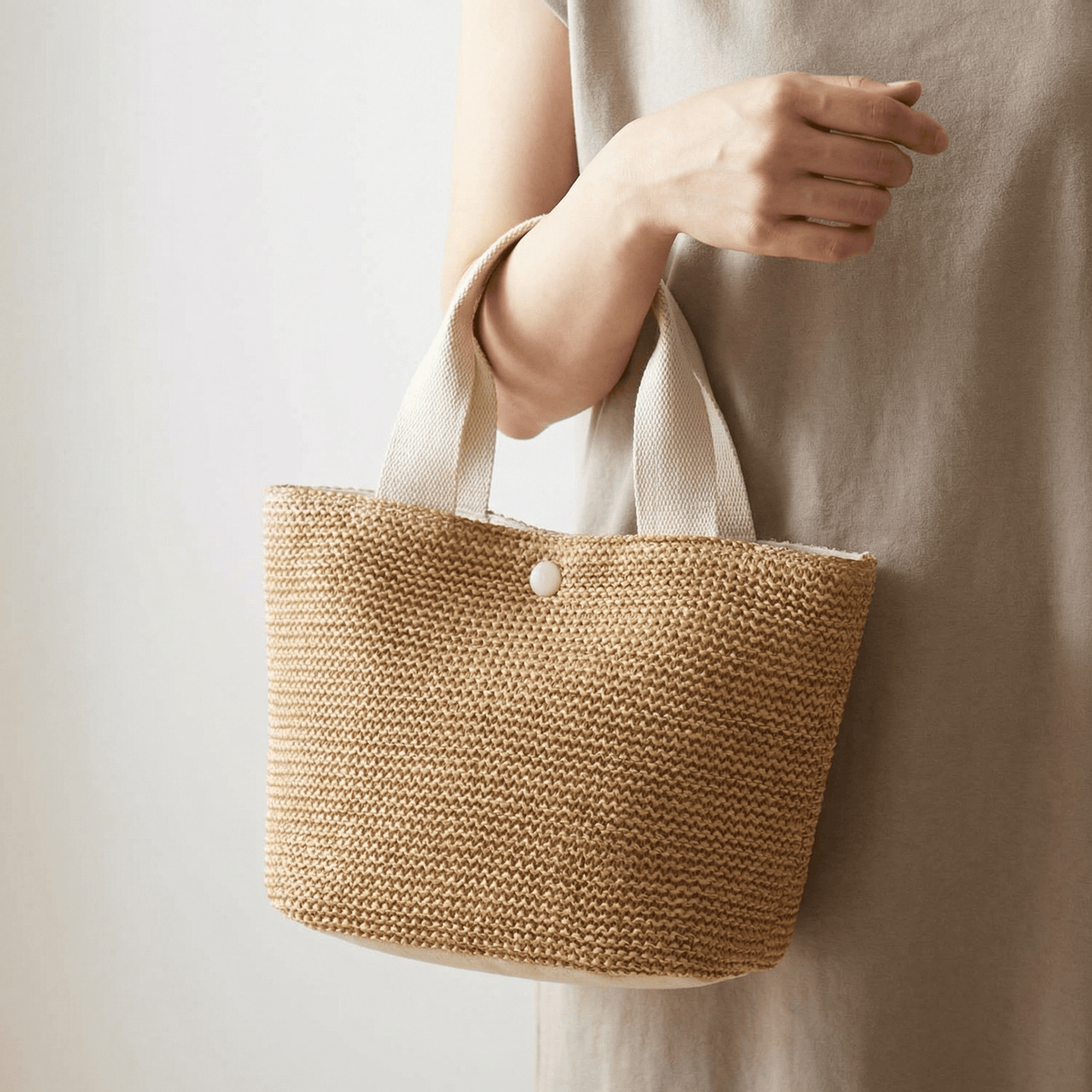 Sac Tote Rotin Structuré Anses Larges