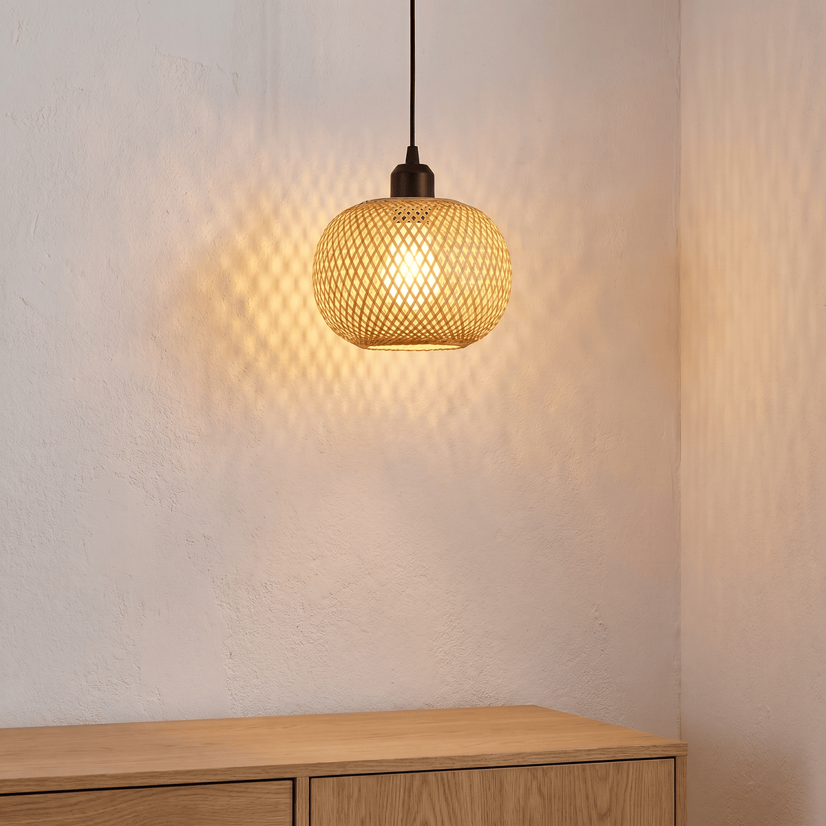 Suspension Boule en Bambou Tressé