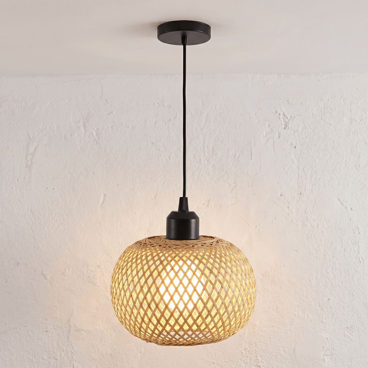 Suspension Boule en Bambou Tressé
