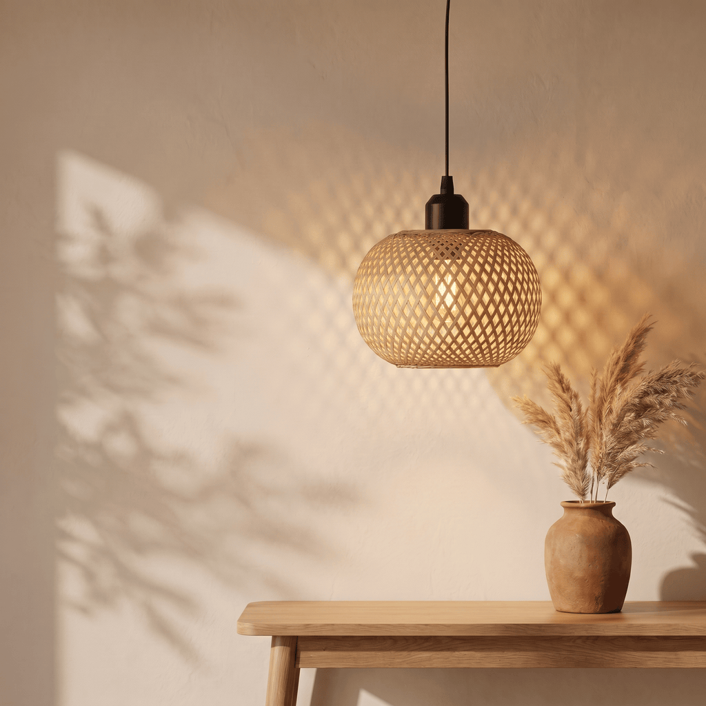 Suspension Boule en Bambou Tressé