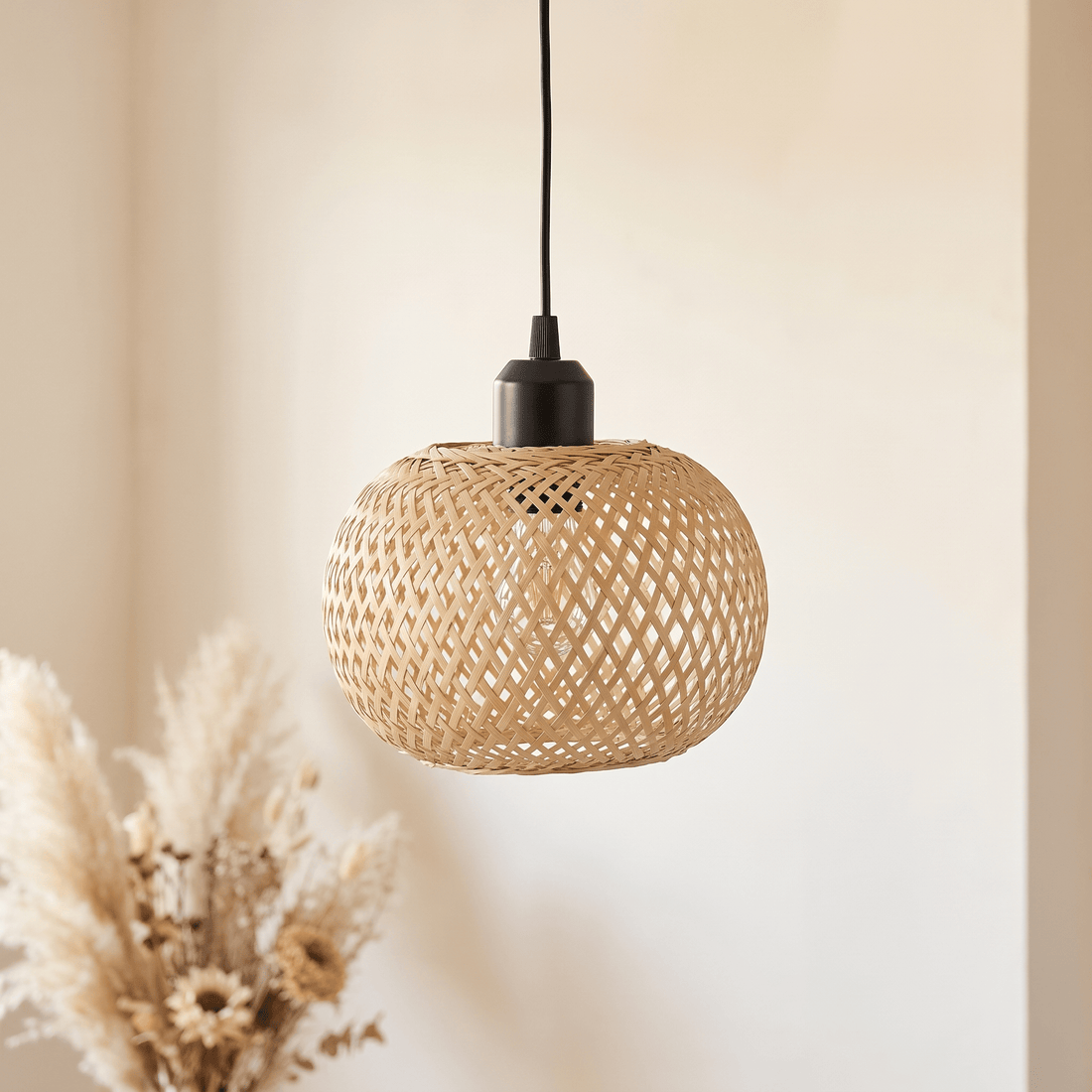 Suspension Boule en Bambou Tressé