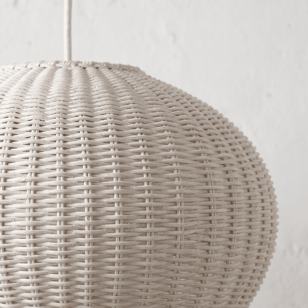 Suspension en Bambou Blanc Ronde Bombée