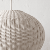 Suspension en Bambou Blanc Ronde Bombée