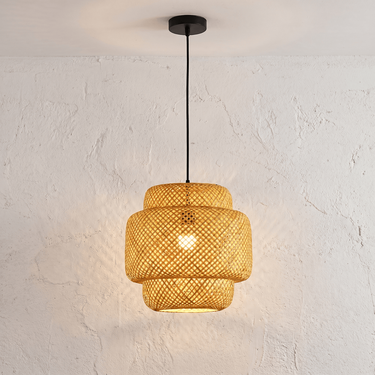 Suspension en Bambou Tressé Style Lanterne 30 cm