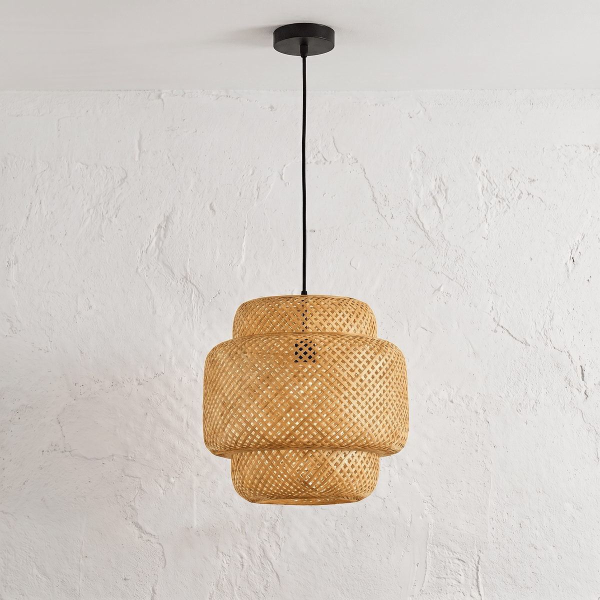 Suspension en Bambou Tressé Style Lanterne 30 cm