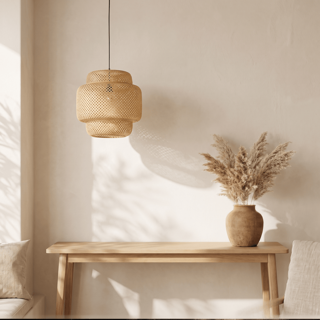 Suspension en Bambou Tressé Style Lanterne 30 cm