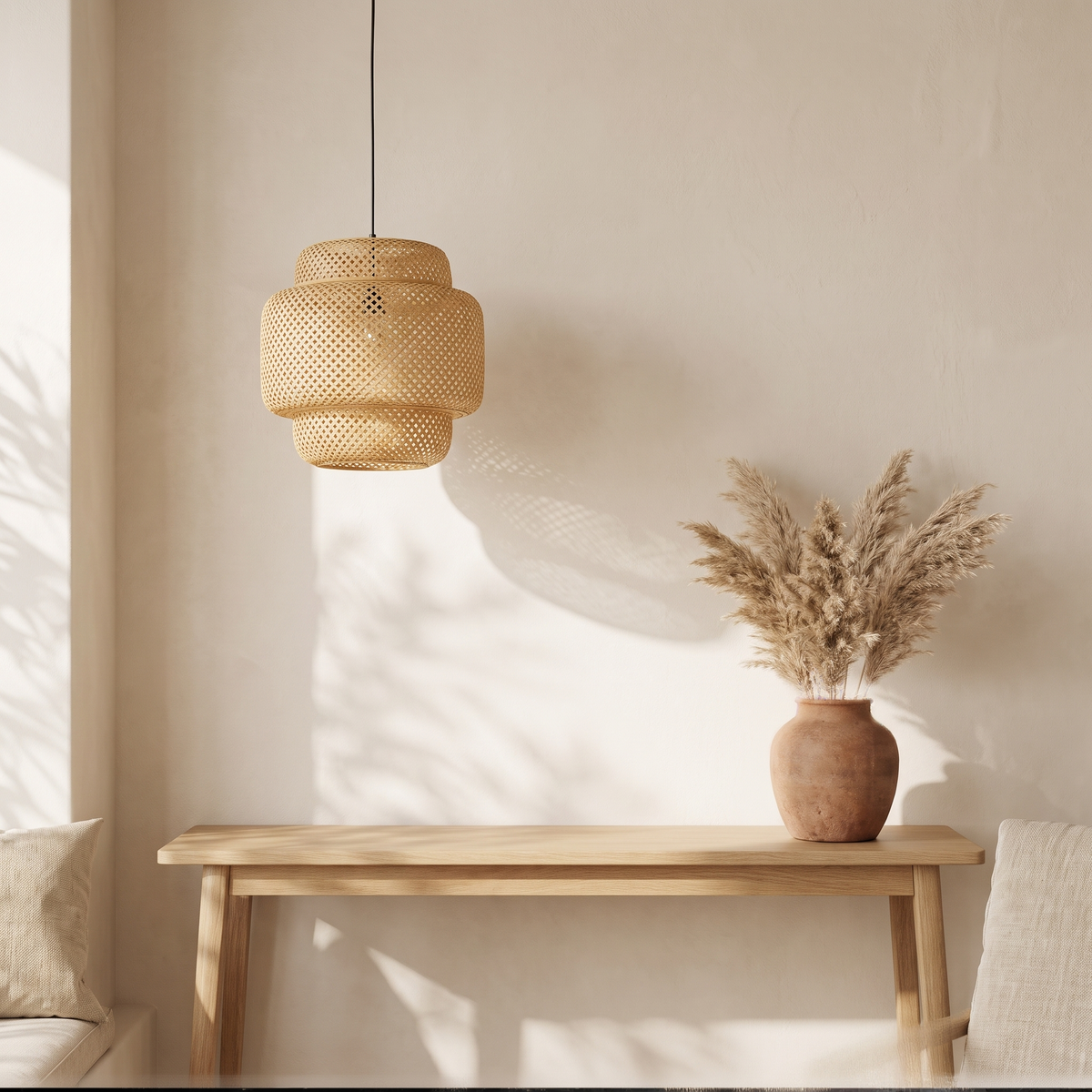 Suspension en Bambou Tressé Style Lanterne 30 cm