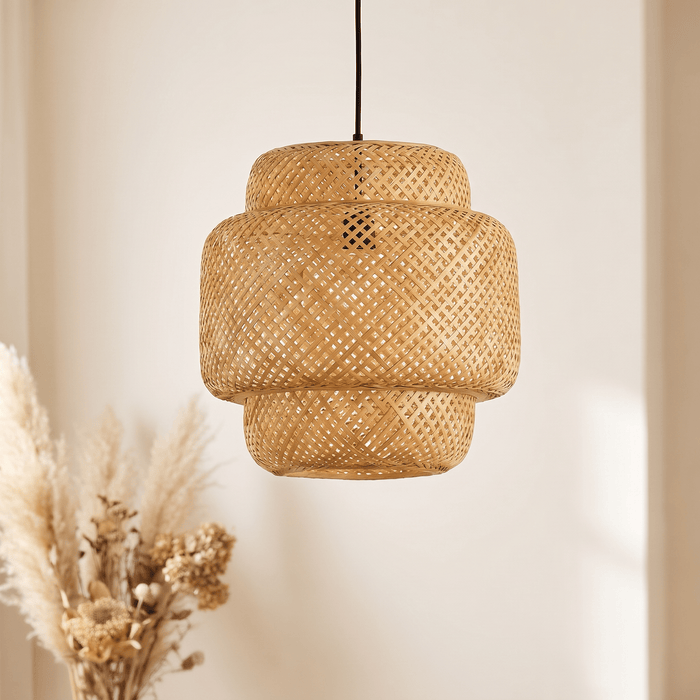 Suspension en Bambou Tressé Style Lanterne 30 cm