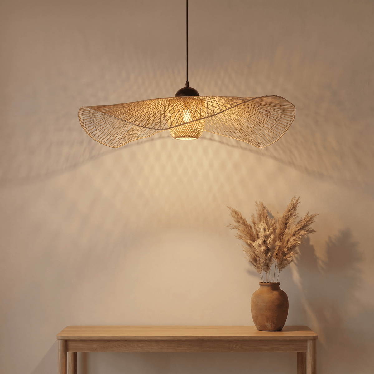 Suspension en Rotin Ailes avec Diffuseur Central