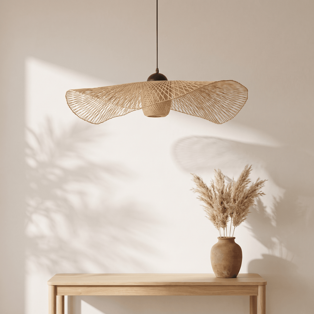 Suspension en Rotin Ailes avec Diffuseur Central