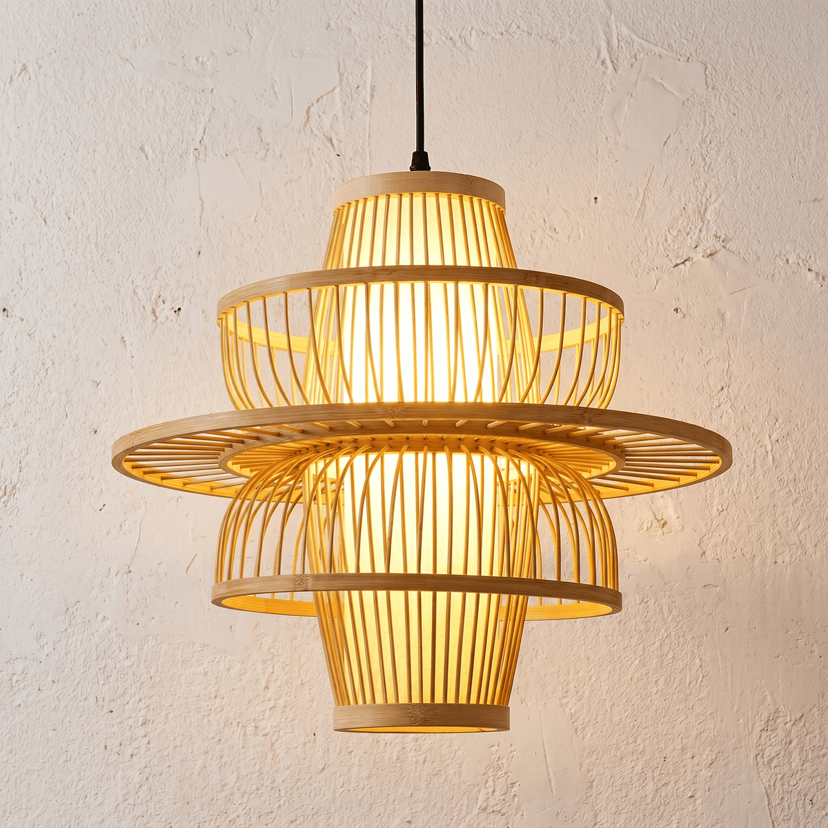 Suspension en Rotin Bambou Design Alvéolaire