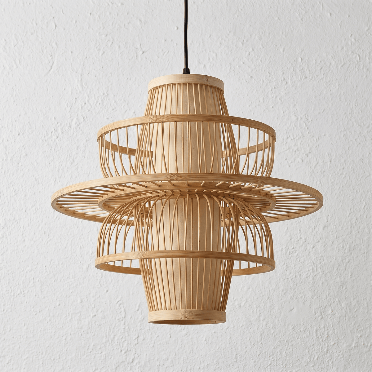 Suspension en Rotin Bambou Design Alvéolaire
