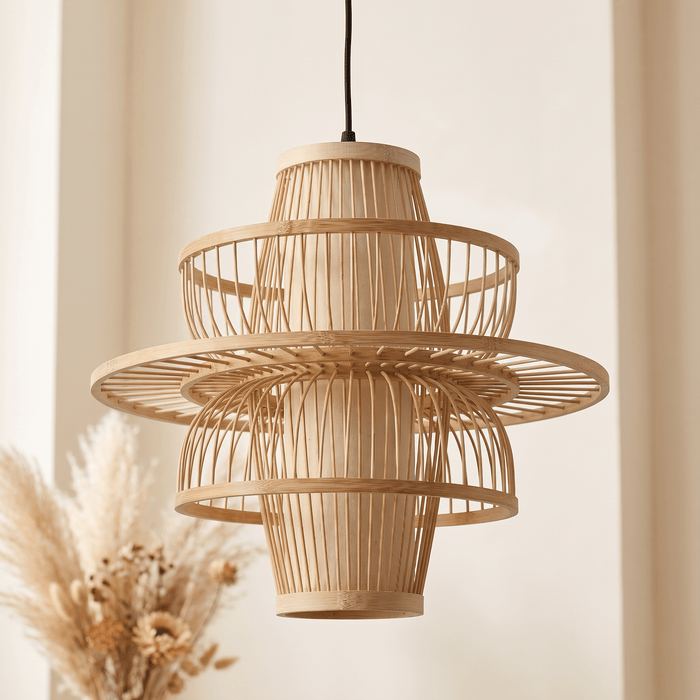 Suspension en Rotin Bambou Design Alvéolaire