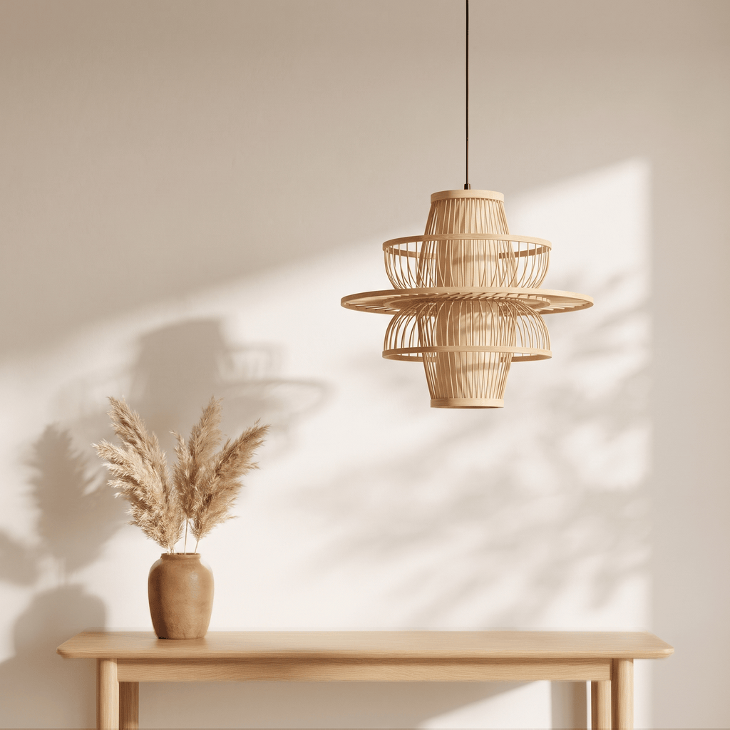 Suspension en Rotin Bambou Design Alvéolaire