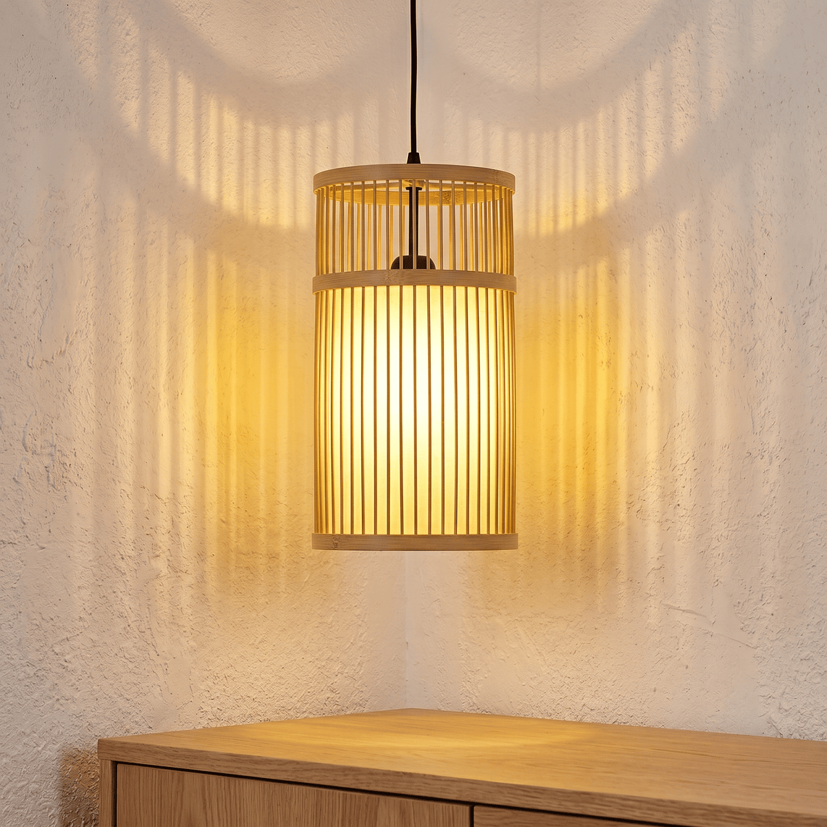 Suspension en Rotin Bambou Lanterne