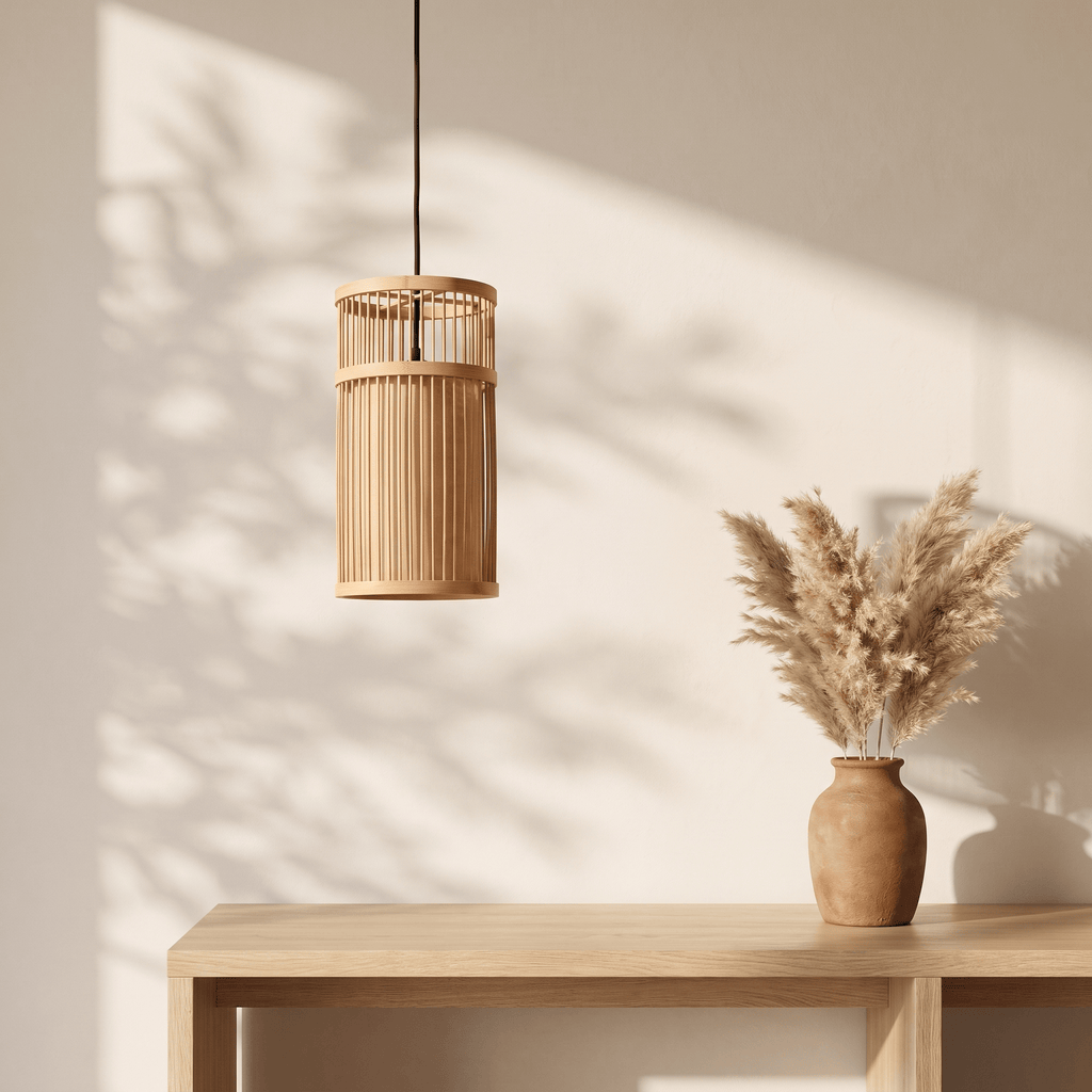 Suspension en Rotin Bambou Lanterne