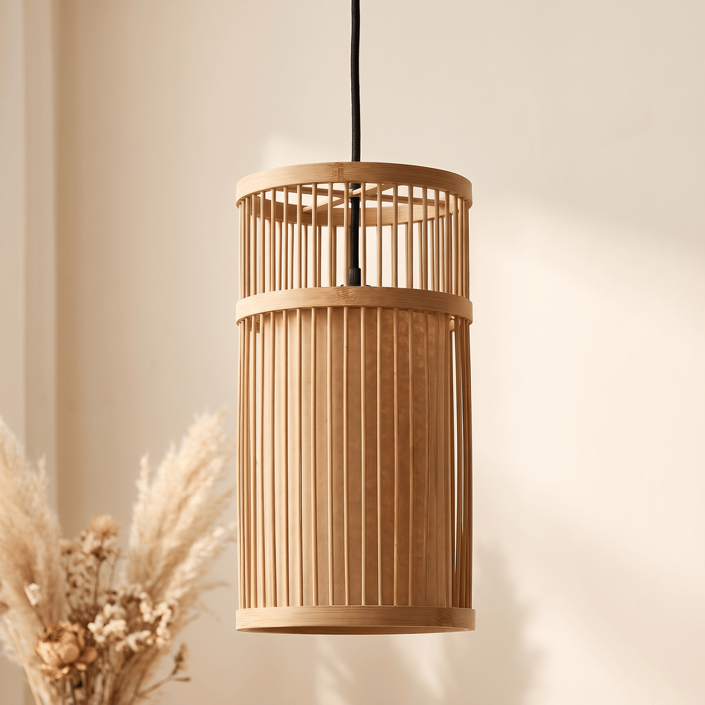 Suspension en Rotin Bambou Lanterne