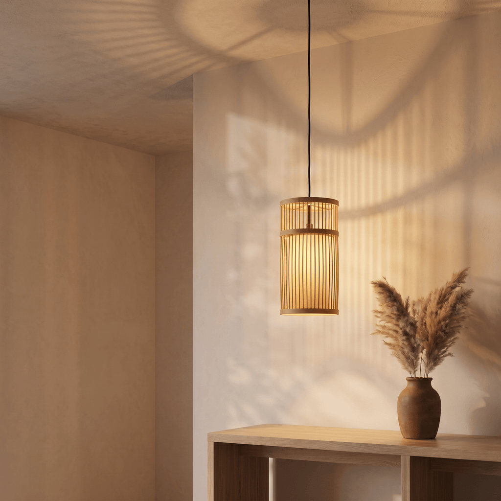 Suspension en Rotin Bambou Lanterne