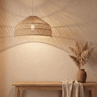 Suspension en Rotin Beige Cloche