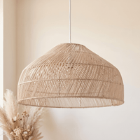 Suspension en Rotin Beige Cloche