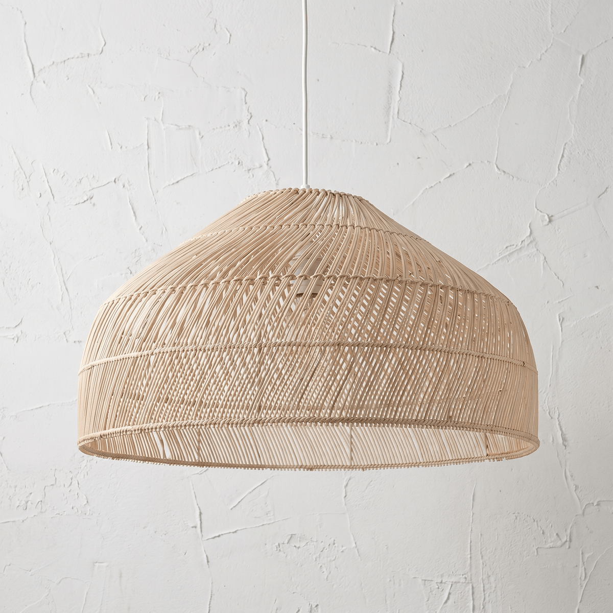 Suspension en Rotin Beige Dôme Évasé