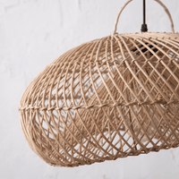 Suspension en Rotin Beige Doré Organique Design