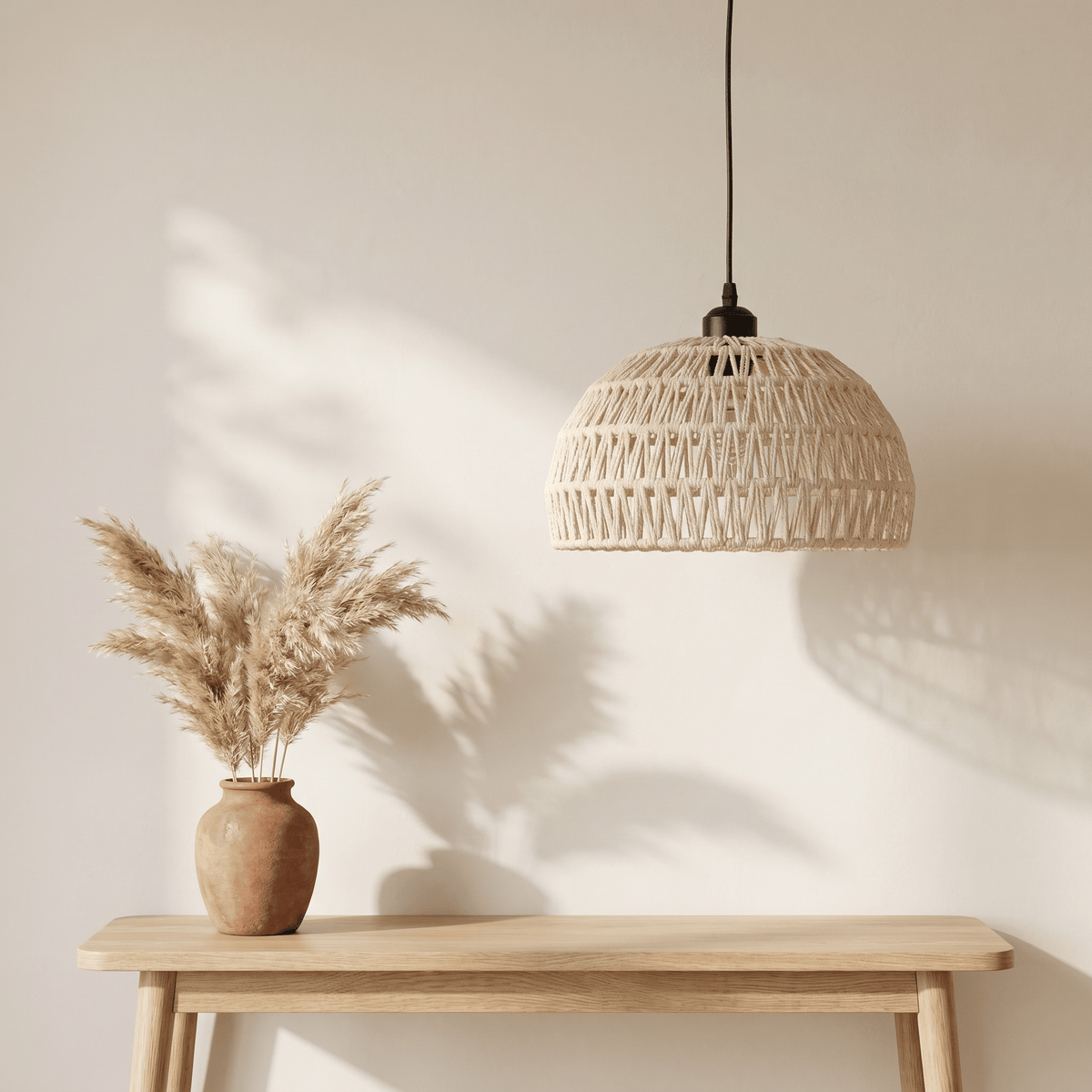 Suspension en Rotin Blanc Demi-Sphère Ajourée