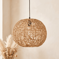 Suspension en Rotin Boule Entrelacée