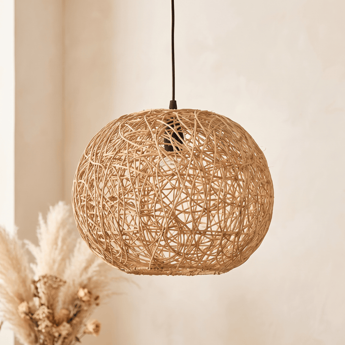Suspension en Rotin Boule Entrelacée
