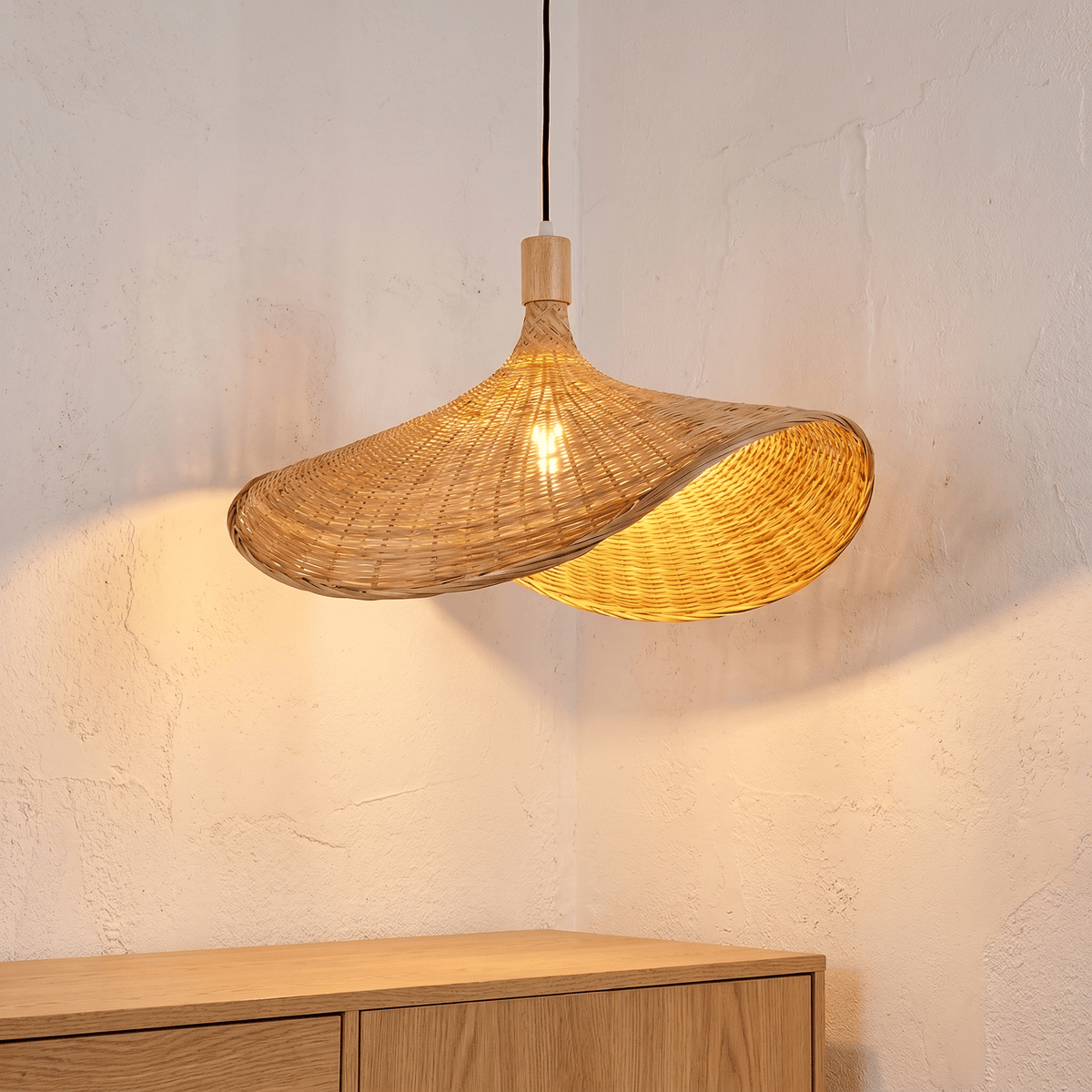 Suspension en Rotin Chapeau
