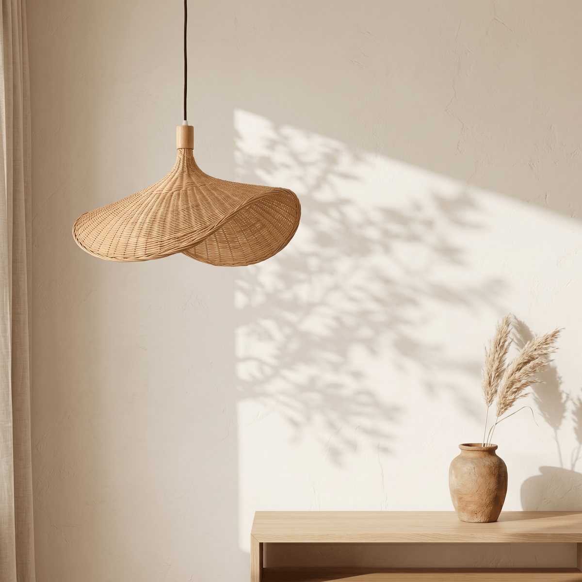 Suspension en Rotin Chapeau