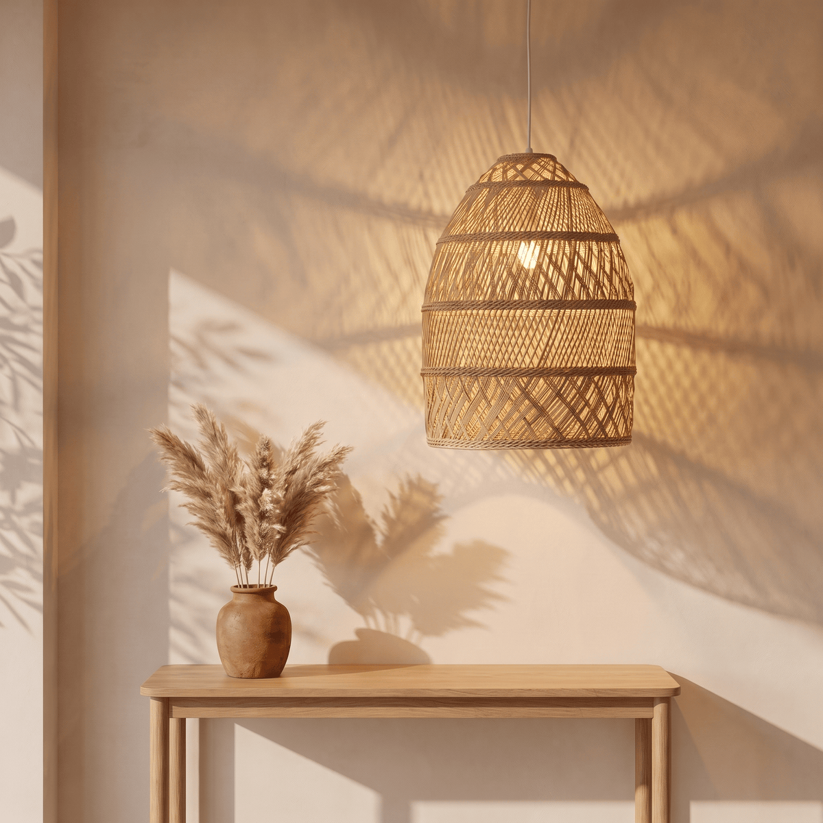 Suspension en Rotin Cloche