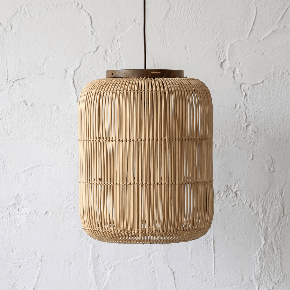 Suspension en Rotin Design Japandi Cylindrique