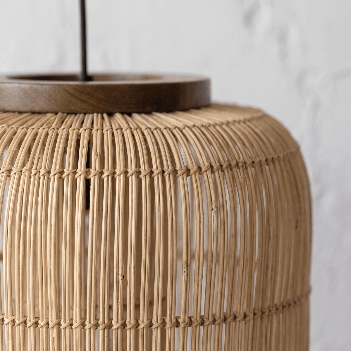 Suspension en Rotin Design Japandi Cylindrique