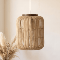 Suspension en Rotin Design Japandi Cylindrique