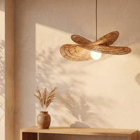 Suspension en Rotin Double Vague Sculptural